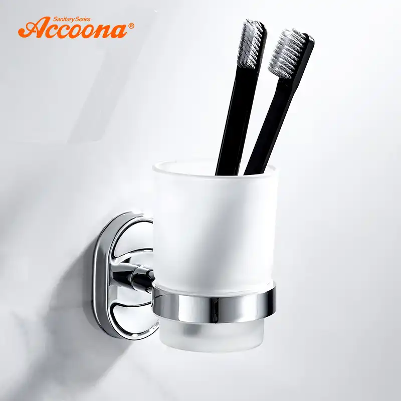 Accoona Ванна настенный зубная щетка держатель чашки для зубной щетки со стеклянной чашкой Ванна одна чашка стойка аксессуары для ванной комнаты A11203 - изображение