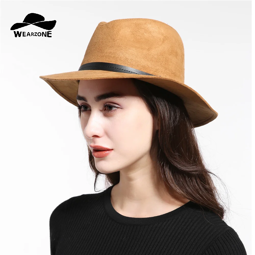 

Crazy Jazzhat unisex Suede wide brim Spring summer felt fedoras hats for women Vintage Wide Brim Floppy chapeau femme Pnama hat