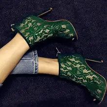 Г., летние женские сандалии-гладиаторы синего и зеленого цвета с кружевными цветами и вырезами, с открытым носком, на молнии сзади, на шпильке Ботильоны, 43