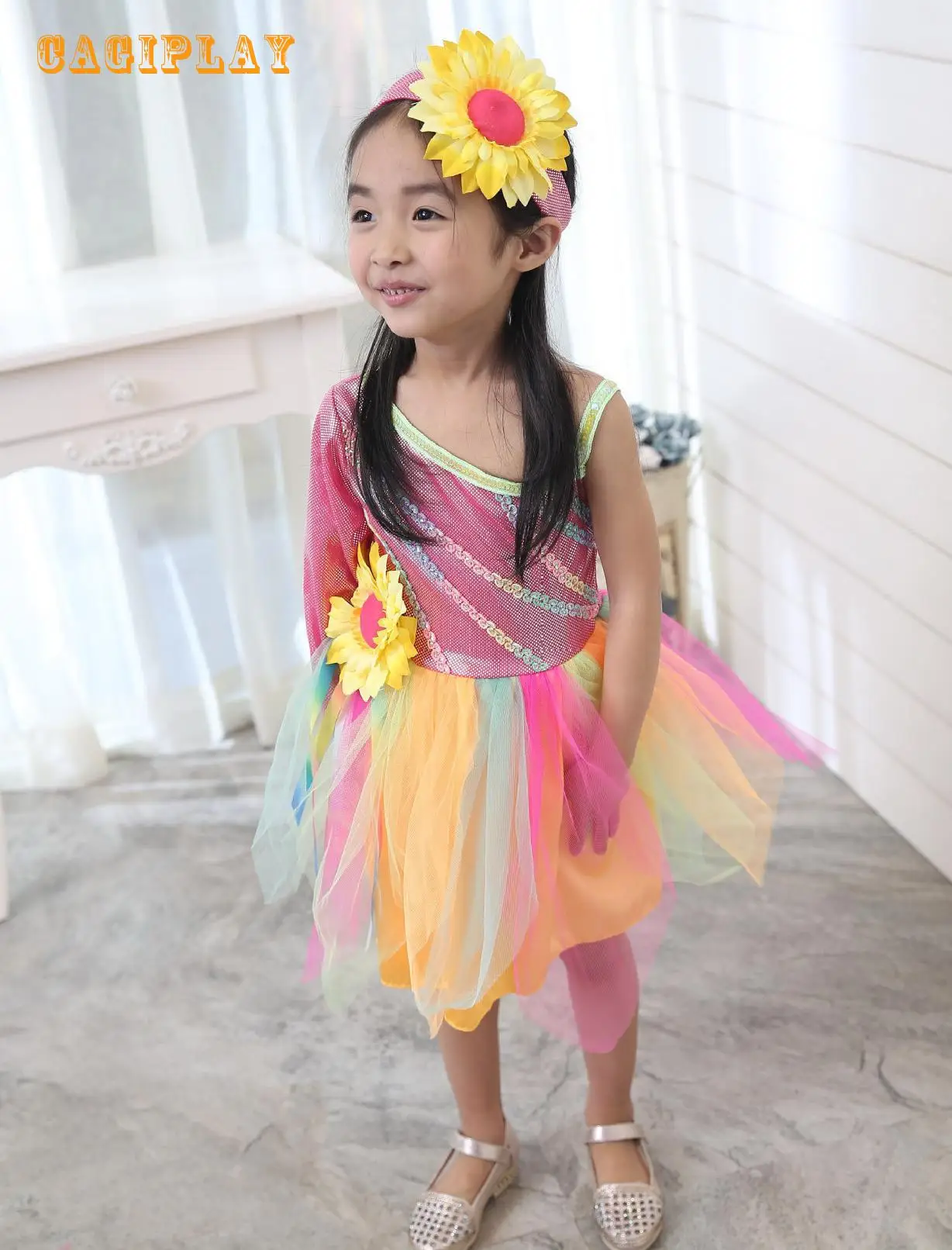 

kids Carnival Clothing Girls Flower Fairy Cosplay Princess Dress Party Vestidos Halloween Role Play Costume Age 3-10
