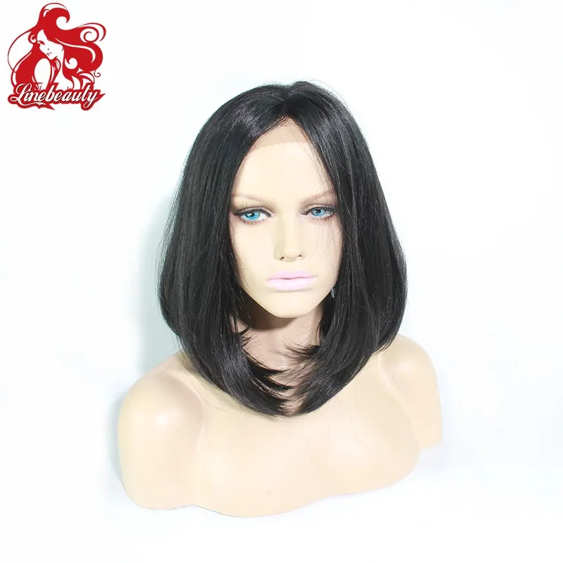 

Short BOBO Black Straight Bangs Full Wigs Lady Fashion Party Full Wig Synthetic Temp Heat Resistant Hair Wigs
