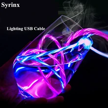 Usb-кабель type-C, светодиодный, светящийся, зарядный кабель, синхронизировать мобильный телефон, кабели для iPhone X, Android, samsung, S8, usb-кабель для зарядки