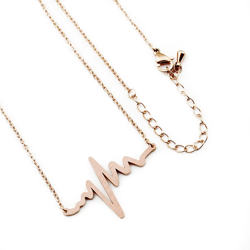 

Stainless Steel EKG Heartbeat Necklace Nurse Doctor Jewelry Women Clavicle Medical Stethoscope Heart Beat Wave Pendant Necklaces