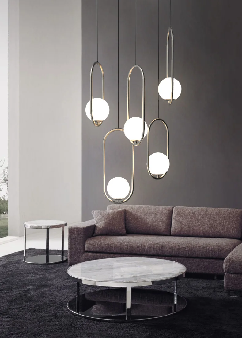 Bola de Vidro Estúdio de Design Sala de Cabeceira Loja de Luz com Lâmpadas Lustre Criativo Nórdico Luzes Penduradas Ailse Café Led 7 Luzes de pendentes