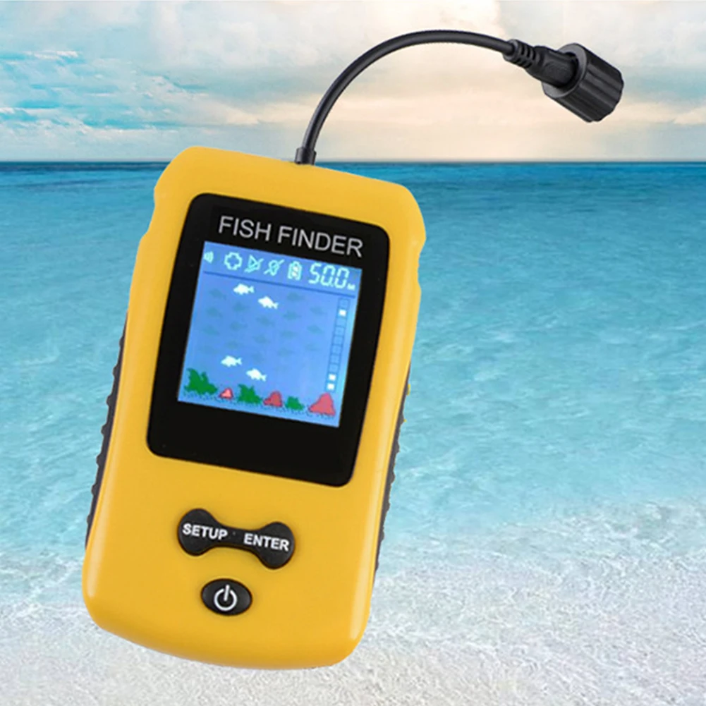 

Fishing Supplies LCD Display Portable Ultrasonic Fish Finder Easy Operation Wired Practical Alarm Sonar Sensor