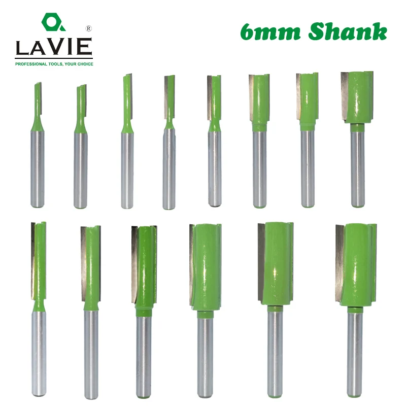 

AVIE 1pc 6mm Shank Straight Bit Tungsten Carbide Single Double Flute Router Bit Wood Milling Cutter for Woodwork Tool