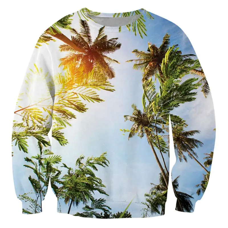 

Hip Hop Clothing Fashion sweatshirt 3D Printted Men's Cocont Tree Printe Sweatshirts Outwear Men Crewneck Pullover Beach seaside