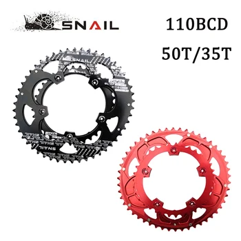 

SNAIL Chainring 110BCD 50T/35T Road Bike Double Oval Bicycle Chain Ring 7075-T6 Cycling Chainwheel Disc Fit SHIMANO,SRAM,FSA,etc