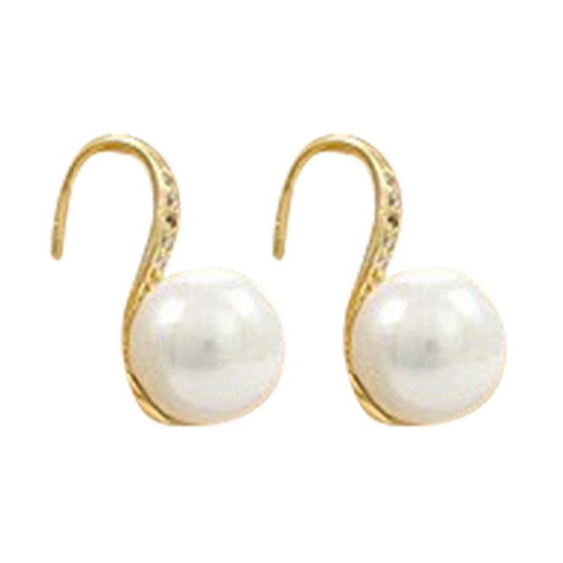 

Free Shipping New Design Simple Simulated Pearl Ear Jewelry Gold-Color Drop Earrings For Women High Quality Crystal Earring