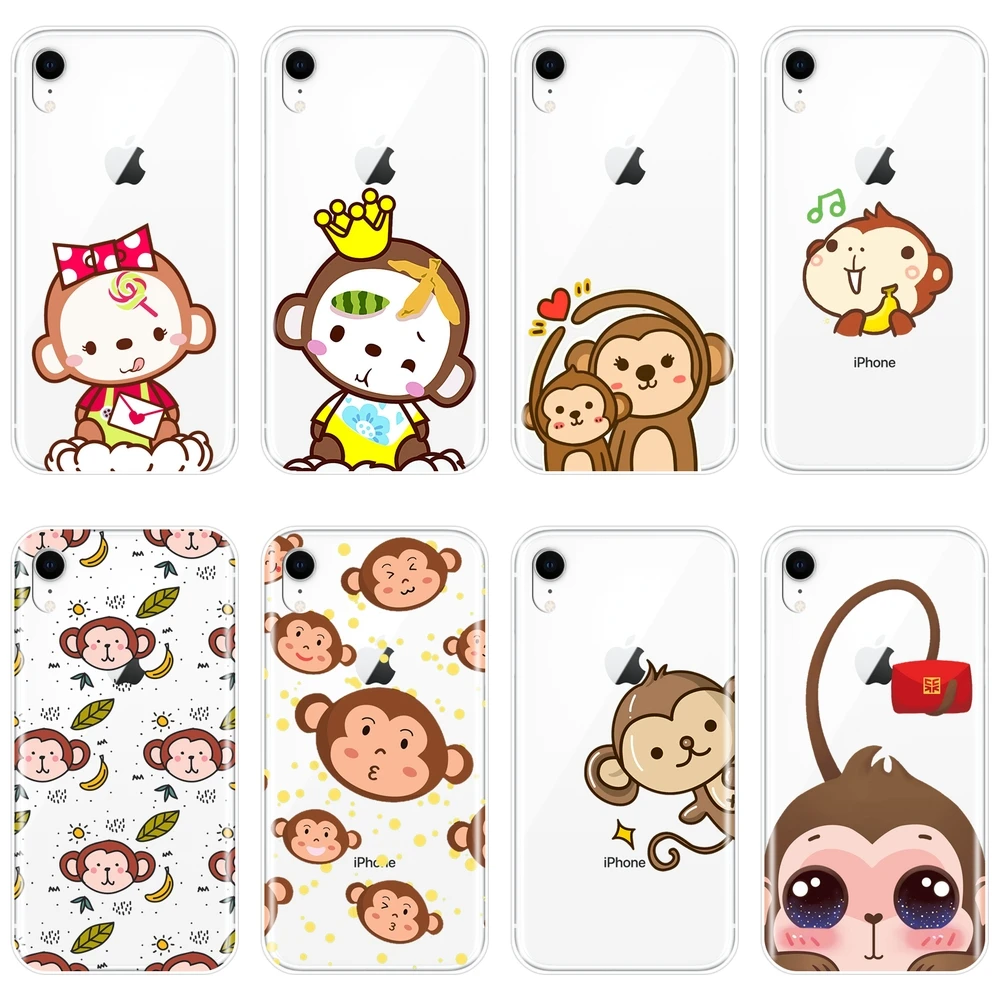 

Soft Phone Case For iPhone 6 S 6S 7 8 X XR XS Max Silicone Kawaii Monkey Japan Funny Back Cover For Apple iPhone 6 S 6S 7 8 Plus