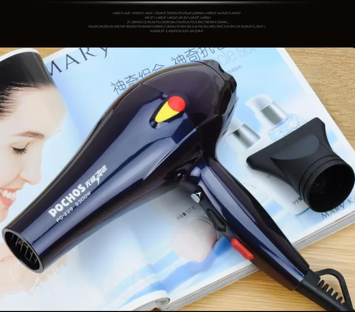 

Free Shipping Salon Hair Dryer Professional AC Motor 2300W.Hot \\\\Cold Long line Gift: Collecting Nozle EU US AU UK Plug Blower
