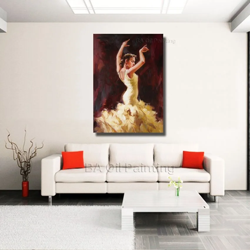 

Handpainted Flamenco Spanish Woman Heat Dancing Dancer Oil Painting On Canvas Paintings Oil No Framed Wall Pictures Art NK352