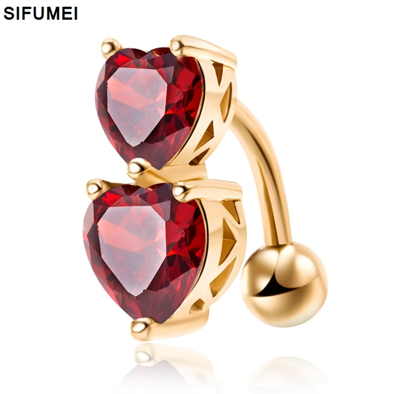 10 style puncture navel trendy personality heart-shaped belly button ring Double love zircon DIY body ewelry |