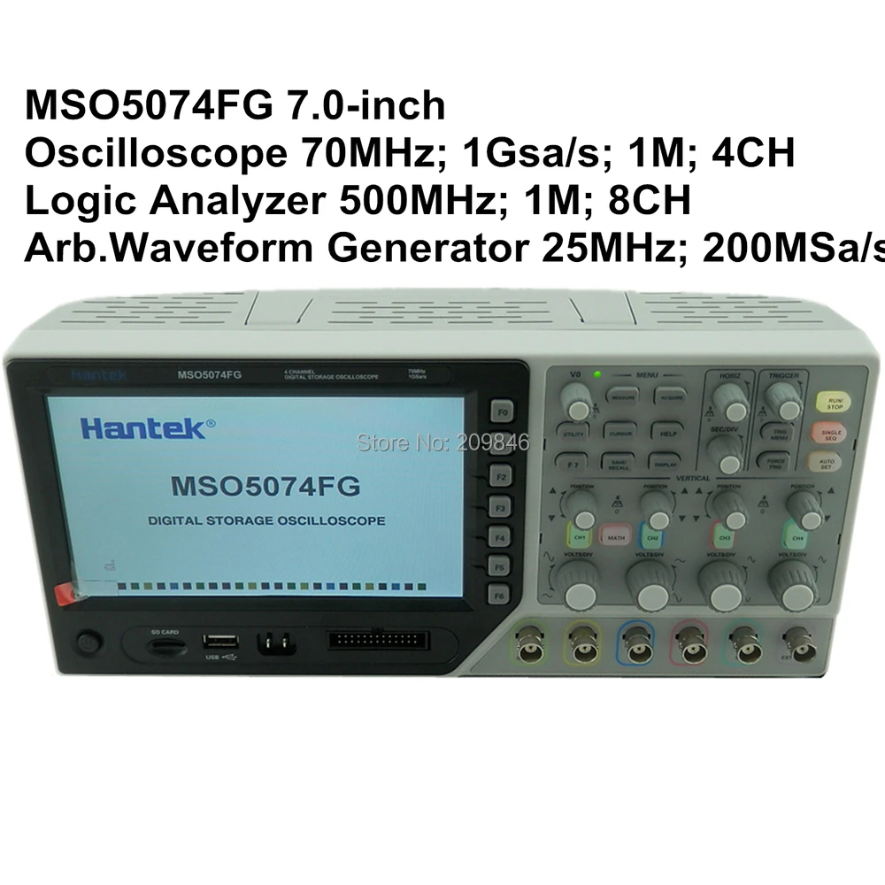 Hantek MSO5074FG 70MHz 4CH Oscilloscope + 8CH Logic Analyzer 25MHz Arb