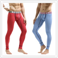 1 шт., Брендовые мужские однотонные теплые кальсоны, одежда для мужчин, сексуальные хлопковые облегающие леггинсы, обтягивающие штаны, Длинные мужские брюки, нижнее белье