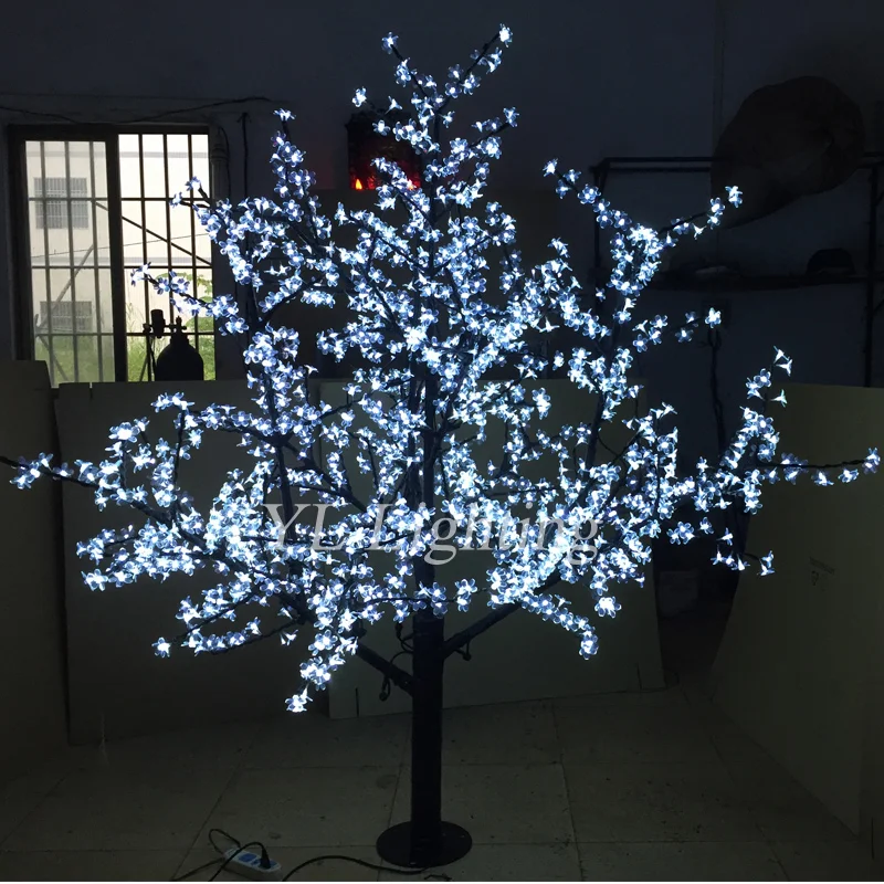 

220V Waterproof White Christmas Holiday Decorations Wedding Party Lamp Garden Outdoor LED Decorative Artifical Cherry Tree Light