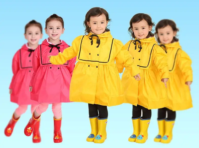 1.Kids Children's Raincoat Rain Coat Poncho Jackets Rainsuit Outdoor Rainwear For Children Girl's Polyester Yellow Red Rain Ponchos