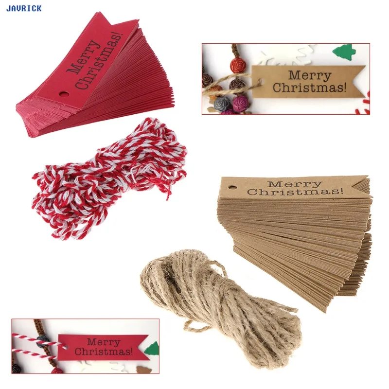 

JAVRICK 1 Set Merry Christmas Hang Tags Kraft Paper Drop DIY Clothes Gifts Package Label