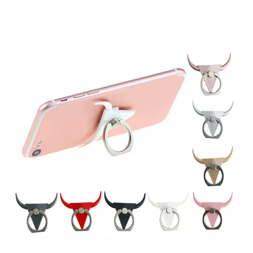 Universal Bull Zinc Alloy Universal Mobile Phone 360 Degree Finger Ring Metallic Stand Holder for iPhone/Samsung/Huawei/Xiaomi