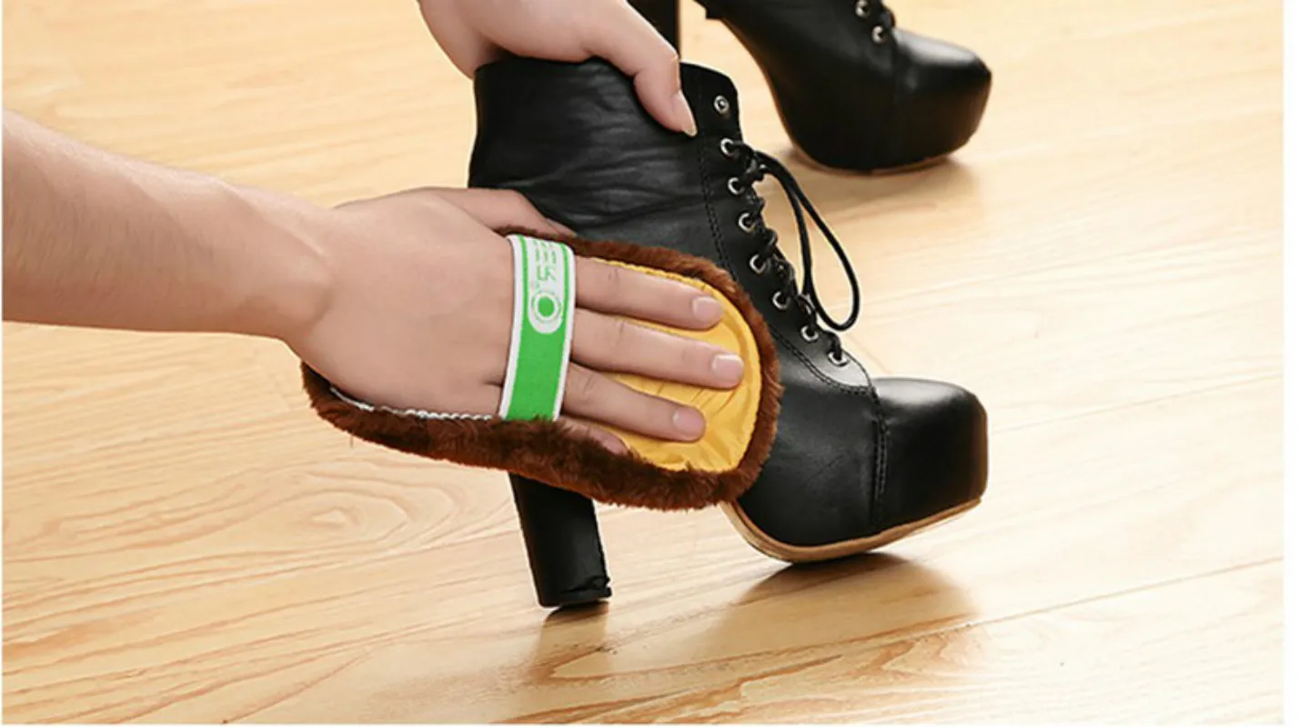 1 шт. модные мягкие домашние перчатки для чистки обуви ткань Полировка Обуви Кисть Имитация шерсти 5ZCF184