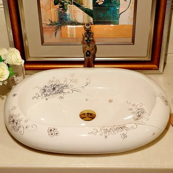 

BIG High quality oval shape ceramic counter top bathroom sink basin