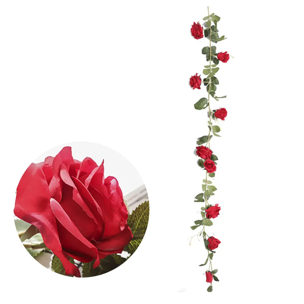 1,8 м 3 цвета Искусственные цветы Австралия роза лоза ротанга шелковые искусственные цветы для украшения свадьбы Вечерние украшения дома садовый декор - Цвет: Красный