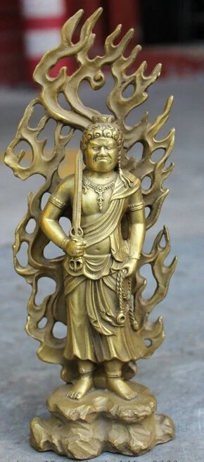 

488414 8 Chinese Pure Brass Buddhist Japanese Fudo-Myo-O Achalanatha Buddha Statue