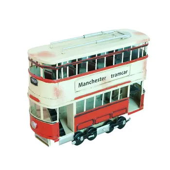 

Creative Retro Iron Double-decker Bus Model Handmade Wrought Iron Crafts Ornaments Gift For Boys High Quality Metal Crafts