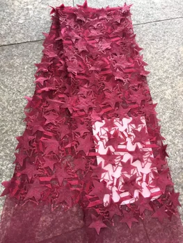 

2018 Latest wine red applique african tulle french lace fabric high quality wedding african lace party dress free shipping