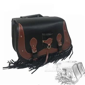 

top quality leather unviersal retro motorbike saddle bag moto tail bags for honda suzuki harley 750 883 motorcycle saddlebag