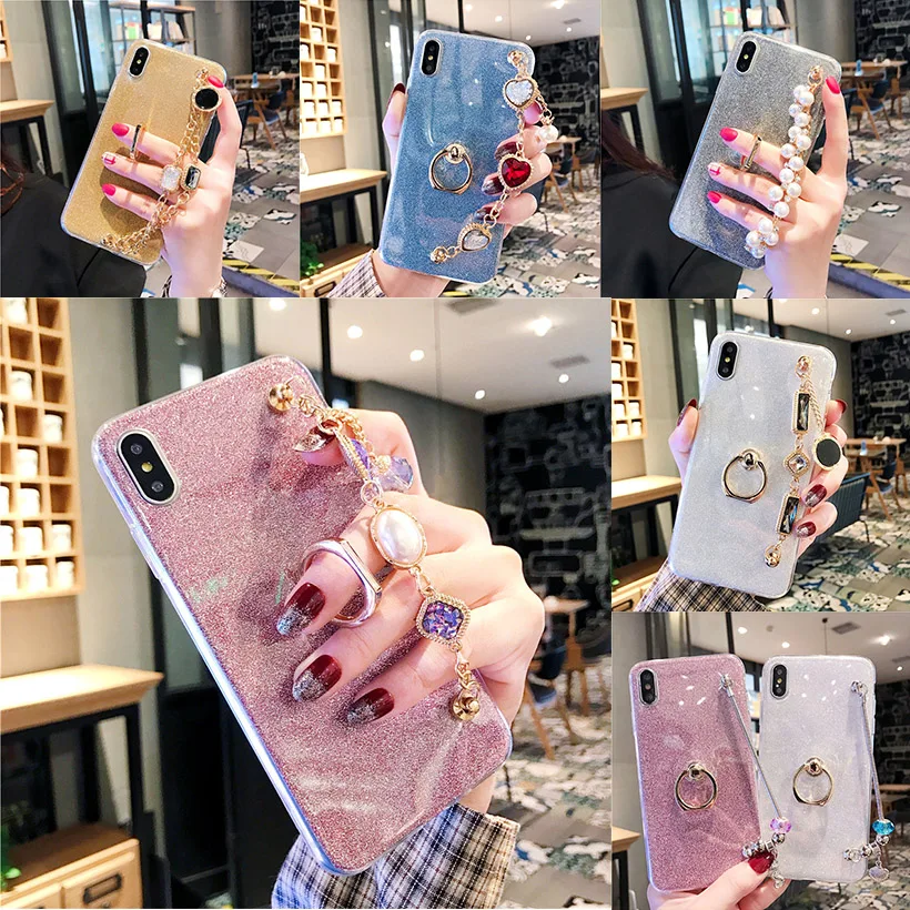 

DIY Case for LG V40 V30 V20 V10 Q6 Q7 Q8 G7 G6 G5 G4 G3 Glitter Finger Ring Stand Holder Case for LG Q6 Back Cover Fundas