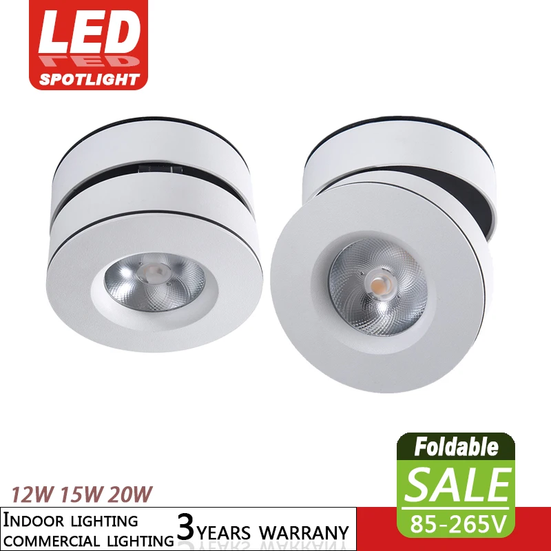 

LED wall mounted spotlight 12W15W20W Ac85-265V folding spotlight IP20 spotlight round folding focus light home ceiling spotlight