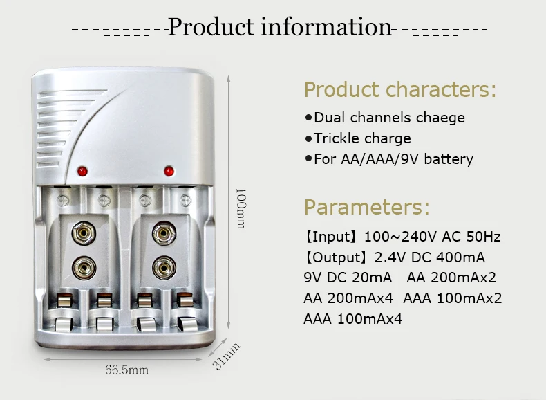 PALO C802 зарядное устройство для никель-металл-гидридных NI-CD аккумуляторов AA/AAA 2 слота 1,2 в 9 В(6F22) литий-ионные аккумуляторы зарядное устройство