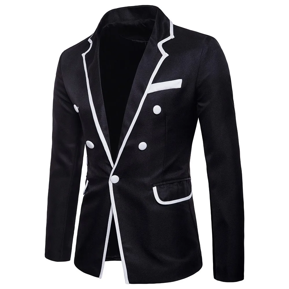 Высокое качество, мужской костюм, Блейзер, приталенный, из кусков, пиджак, terno masculino, костюм, homme, Мужской Блейзер, куртка, повседневная, d90531 - Цвет: Черный