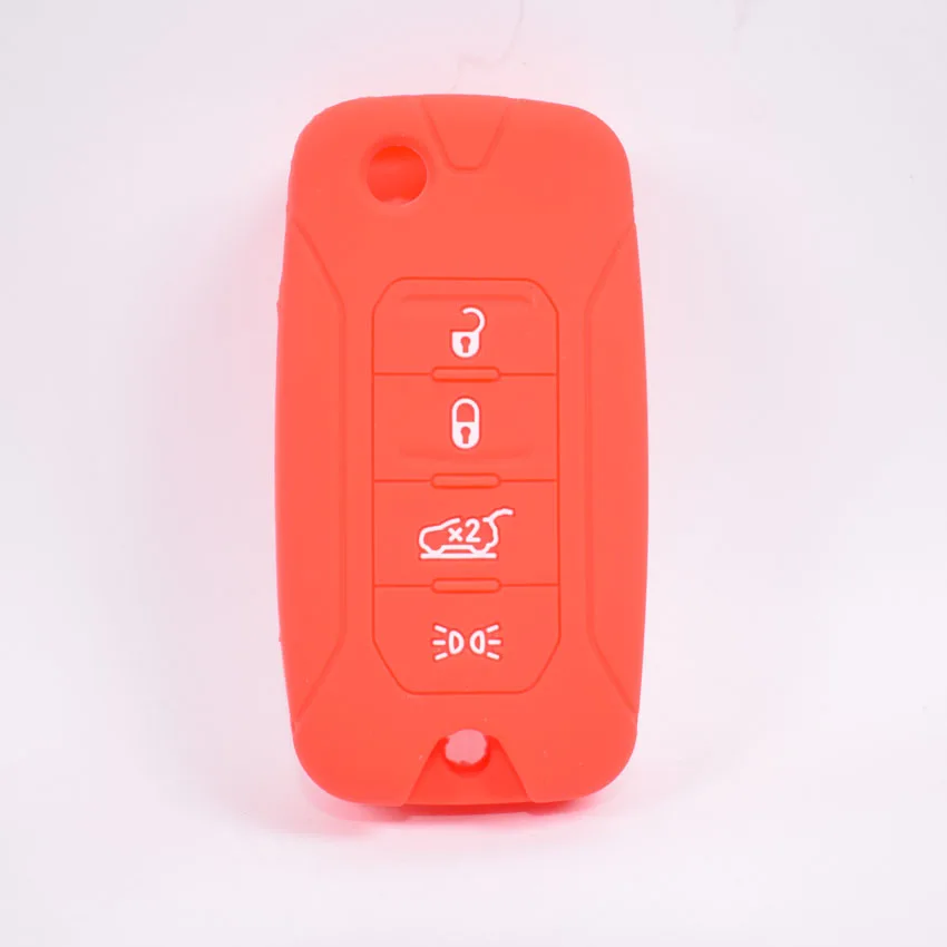 Silicone Car Key Case Cover Shell Bag Fit For Jeep Renegade 4 Buttons Folding Remote Key 7 colors key case,key case cover,car key shell,remote control case cover,flip key fob shell