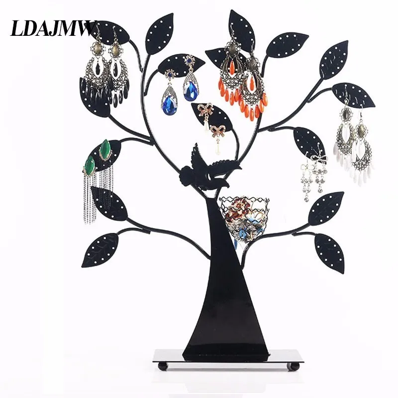 

European Wrought Iron Tree Shape Jewelry Storage Rack Necklace Earrings Display Stand Organizer