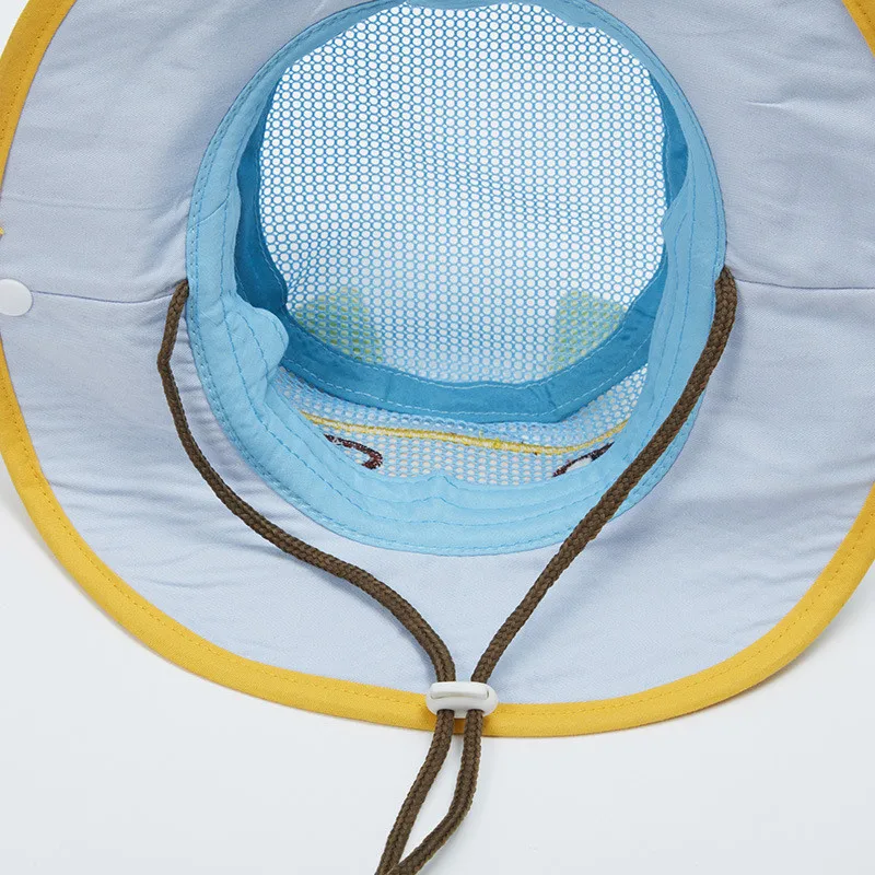 Cat Pattern Baby Sun Bucket Hat with Wide Brim Toddler Boys Girls Summer UV Protection CapsMesh Breathable Comfortable Chinstrap (5)