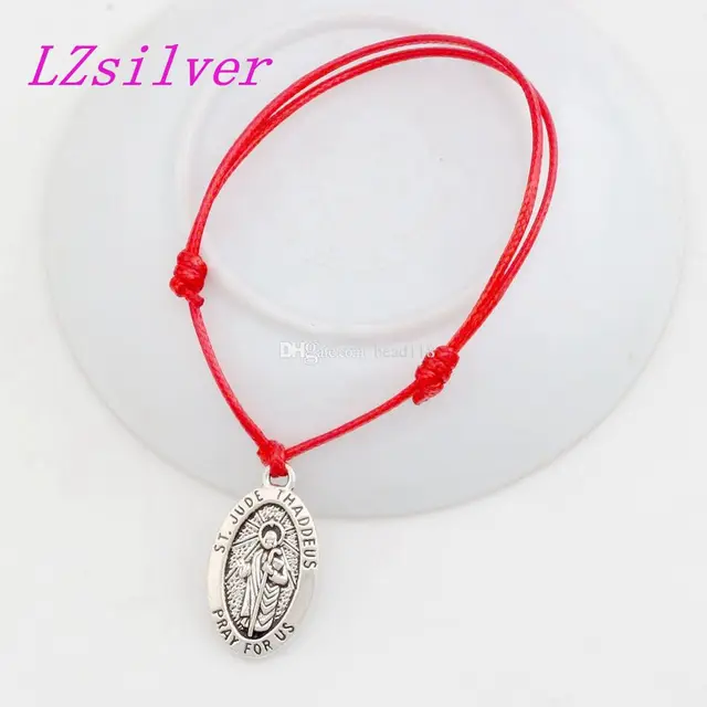 10pcs Adjule Bracelets Red Wa Rope Antique Silver Alloy St 10pcs Adjule Bracelets Red Wa Rope Antique Silver Alloy St Jude Thaddeus Oval Medal