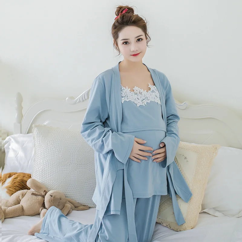Lace 3 Pieces Maternity Clothes Maternity Sleepwear Breastfeeding Lounge Nursing Pajamas Pregnant Women Pajamas Cotton Lace 3 Pieces Maternity Clothes Maternity Sleepwear Breastfeeding Lounge Nursing Pajamas Pregnant Women Pajamas Cotton