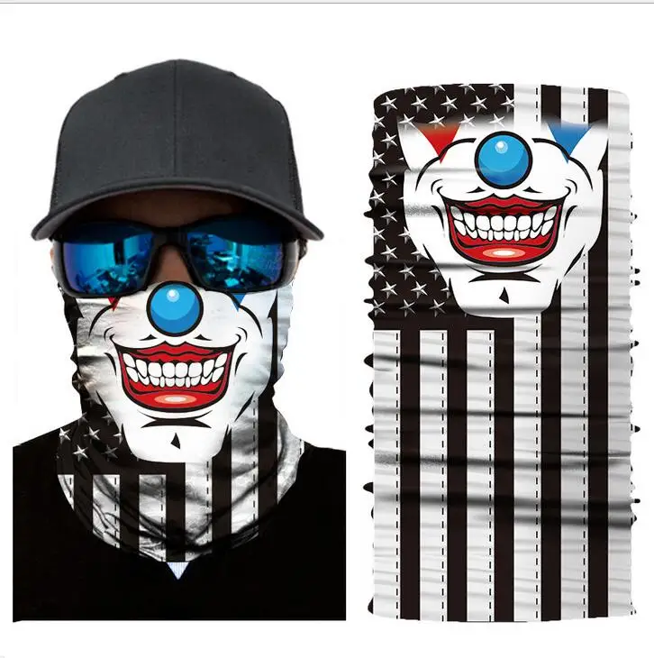 Цифровой клоун американский флаг Таро бесшовные езда Магия тюрбан быстросохнущая Солнцезащитная маска с подбородником - Цвет: 1