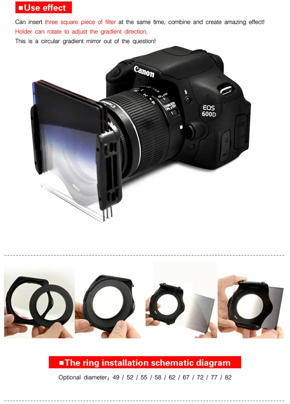 Zomei камера Filtro градиент ND2 4 8 16 квадратный ND фильтр комплект Cokin P серии держатель фильтра капот переходные кольца для DSLR