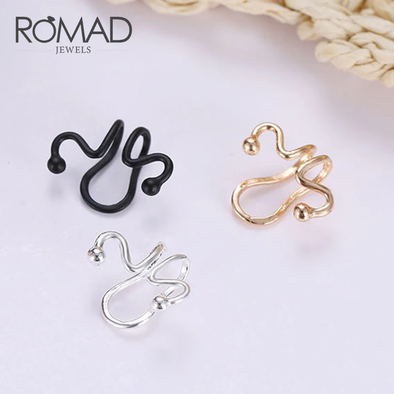 

ROMAD Single Ear Cuff Simple Geometric Curve Non Piercing Clip Earring Ear Cuff No Piercing Gold Silver Color Jewelry R4