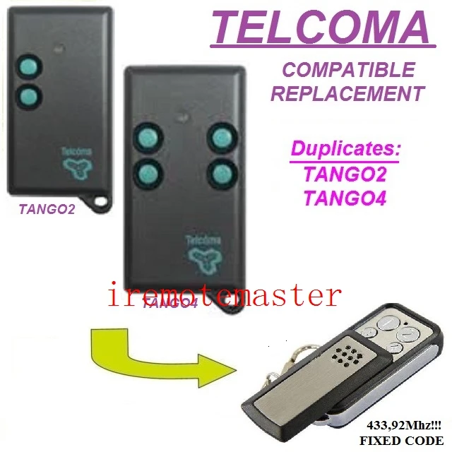 

Replacment remote for TELCOMA TANGO2,TANGO4 433,92MHZ free shipping