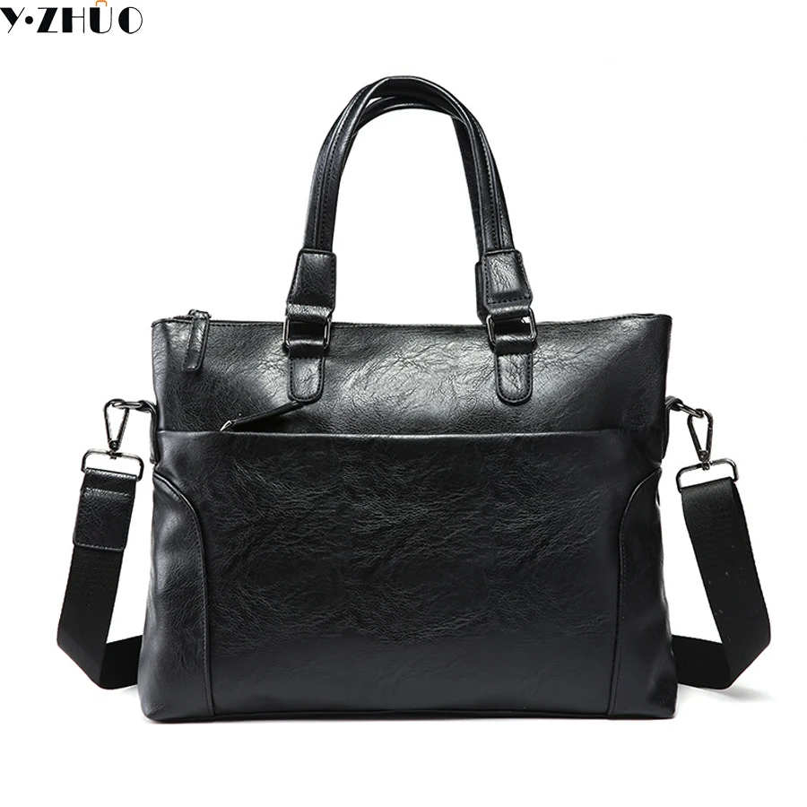 

Y ZHUO brand leather briefcase business man handbags tote men messenger shoulder bag men crossbody Laptop bag Free shipping