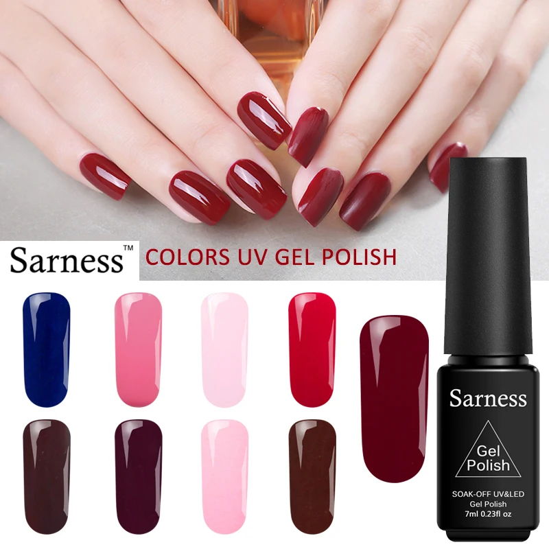 

Sarness 7ml Pure Color Series Gel Nail Polish UV Gel Lucky for LED Lamp Soak Off Gel Polish Nail Varnish Need Primer Top Coat