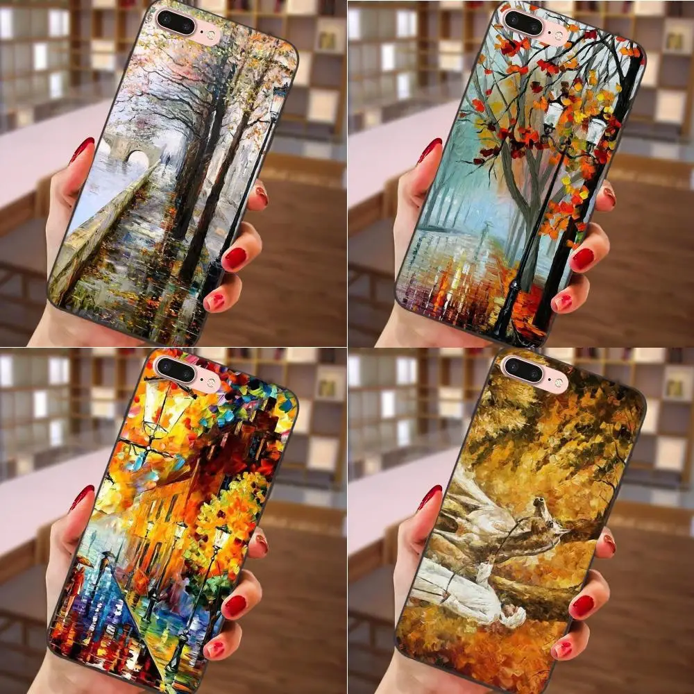 

Autumn Street Oil Painting Cover For Huawei Honor 5A 6A 6C 7A 7C 7X 8A 8C 8X 9 10 P8 P9 P10 P20 P30 Mini Lite Plus