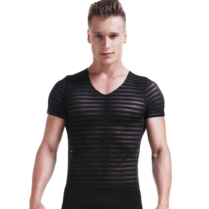 

New Men's No Trace Ice Silk T-shirt Men's Short-Sleeved Slim Stretch Youth Quick-Drying Thin Sports Fitness Bottoming Shirt