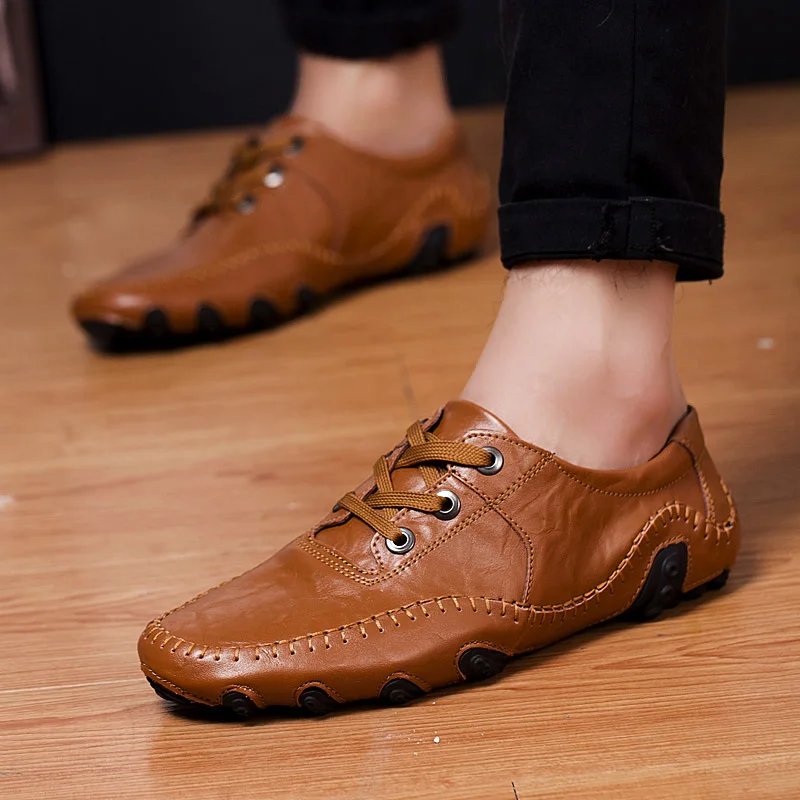 Модная мужская повседневная обувь в британском стиле; лоферы из натуральной кожи; Мужская обувь; кожаная обувь для улицы; zapatos de hombre