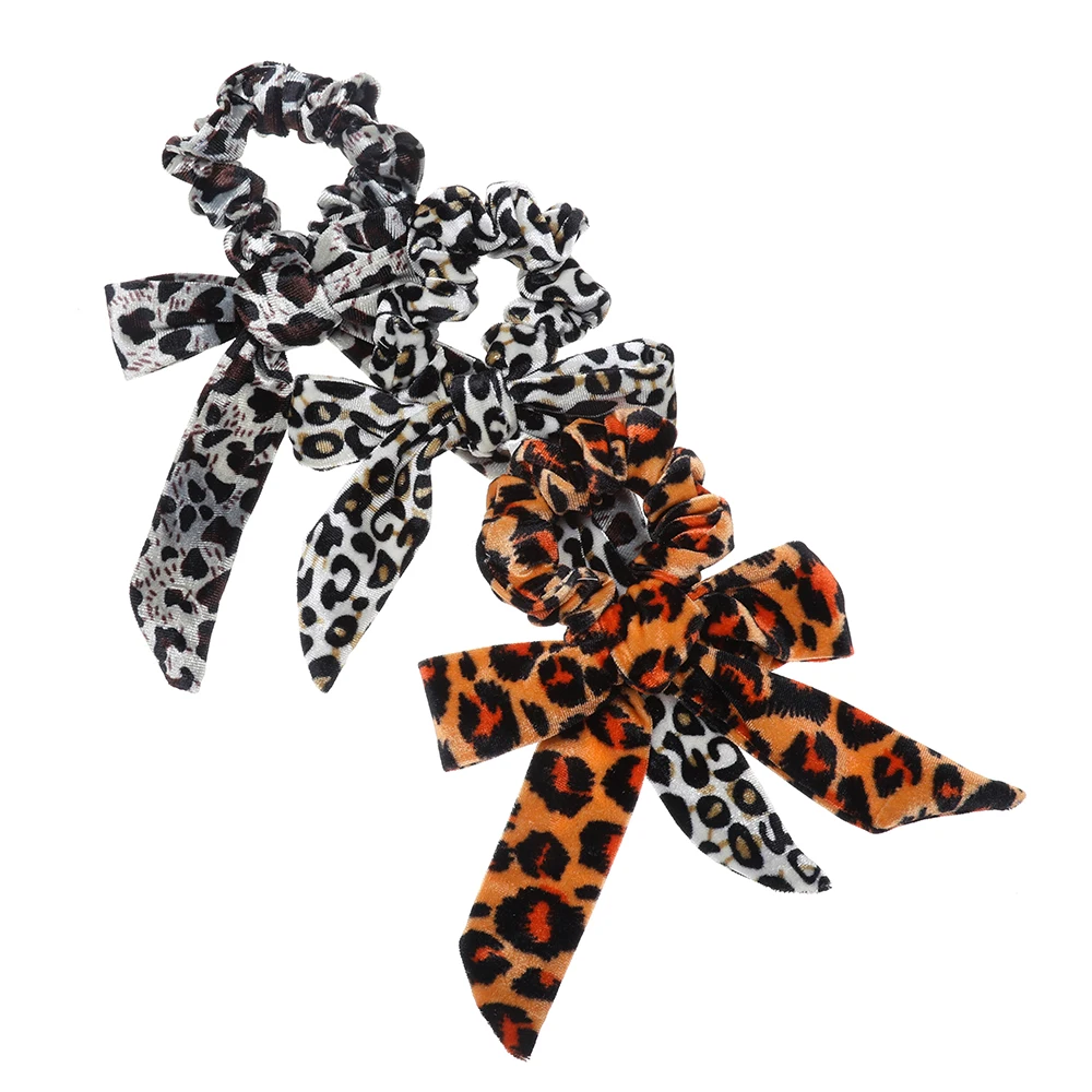 Леопардовые женские эластичные резинки для волос галстук-бабочка бархатные резинки для волос полосатые резинки для волос конский хвост женский держатель для волос