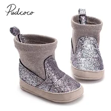 Новые брендовые ботинки с блестками для новорожденных мальчиков и девочек осенне-зимние эластичные ботинки на мягкой подошве для детей 0-18 месяцев